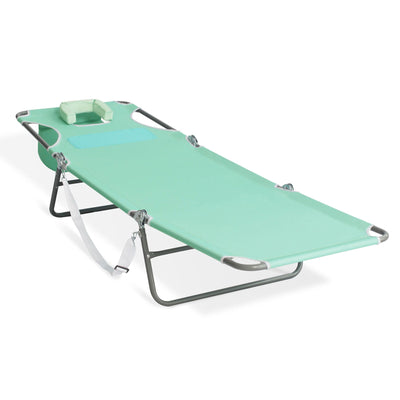 Ostrich Chaise Lounge Folding Sunbathing Poolside Beach Chair, Teal (4 Pack)