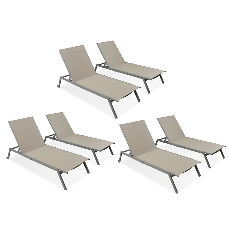 Ostrich Princeton Adult Outdoor Chaise Lounge Chairs with Wheels, Tan (6 Pack)