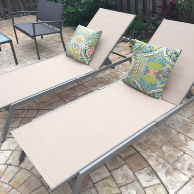 Ostrich Princeton Adult Outdoor Chaise Lounge Chairs with Wheels, Tan (6 Pack)
