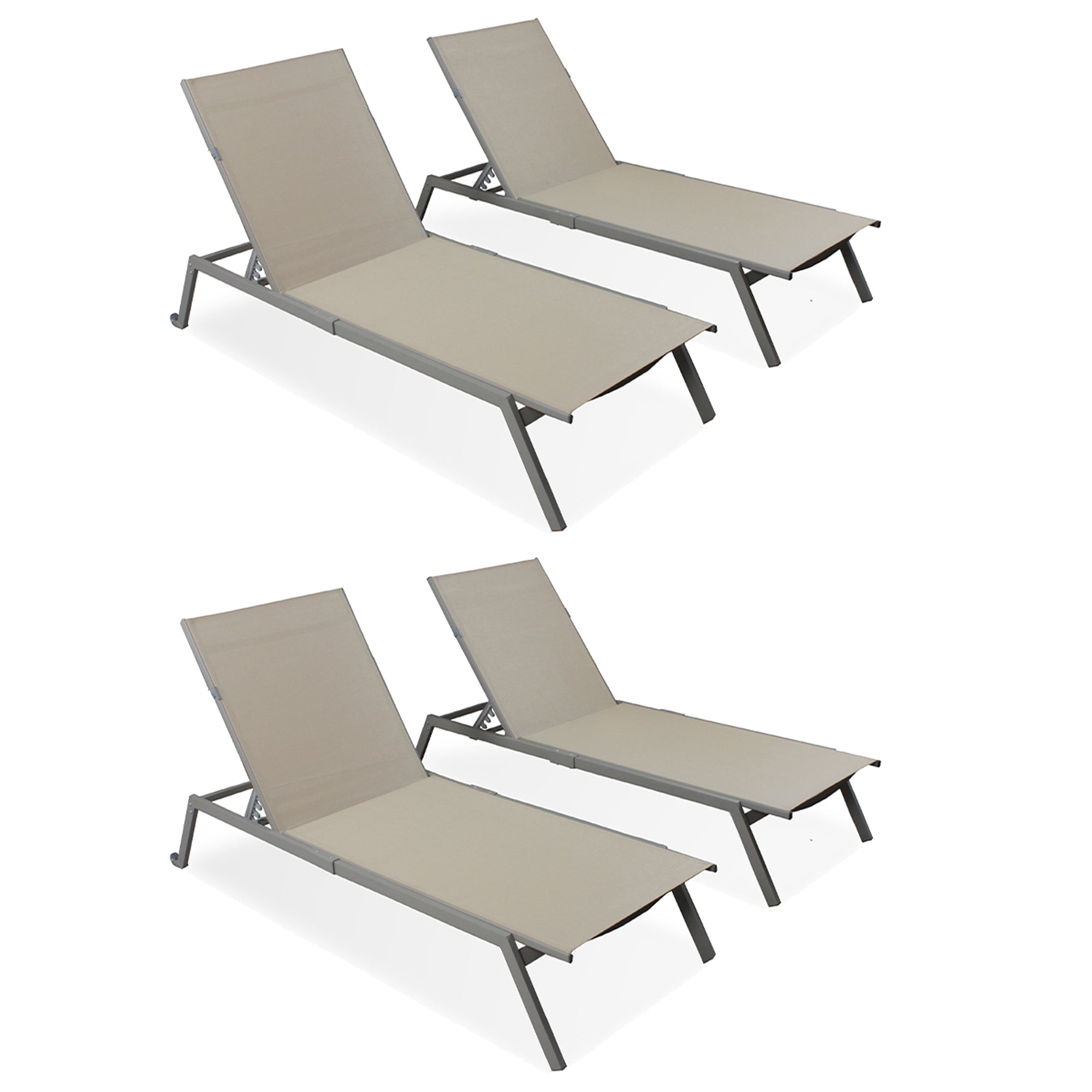 Ostrich Princeton Adult Outdoor Chaise Lounge Chairs with Wheels, Tan (4 Pack) - VMInnovations