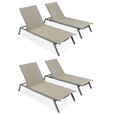 Ostrich Princeton Adult Outdoor Chaise Lounge Chairs with Wheels, Tan (4 Pack)