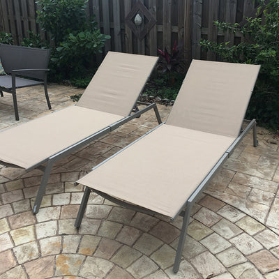 Ostrich Princeton Adult Outdoor Chaise Lounge Chairs with Wheels, Tan (4 Pack) - VMInnovations