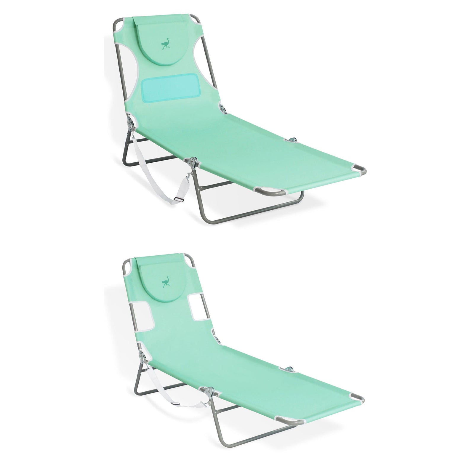 Ostrich Chaise Sunbathing Poolside Beach Chair with Recliner Lounge Chair, Teal - VMInnovations
