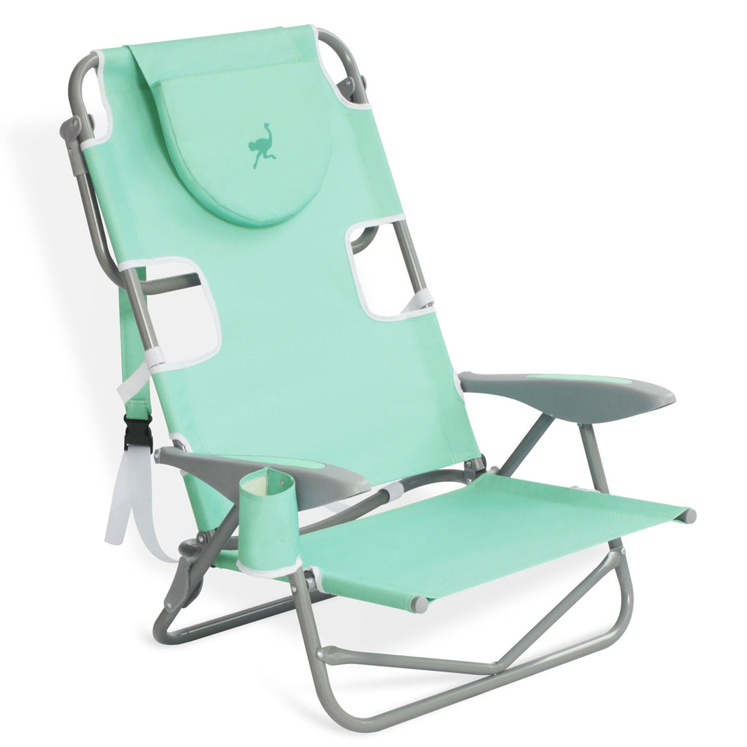 Ostrich On Your Back Folding Reclining Outdoor Camping Lawn Chair, Teal (2 Pack)