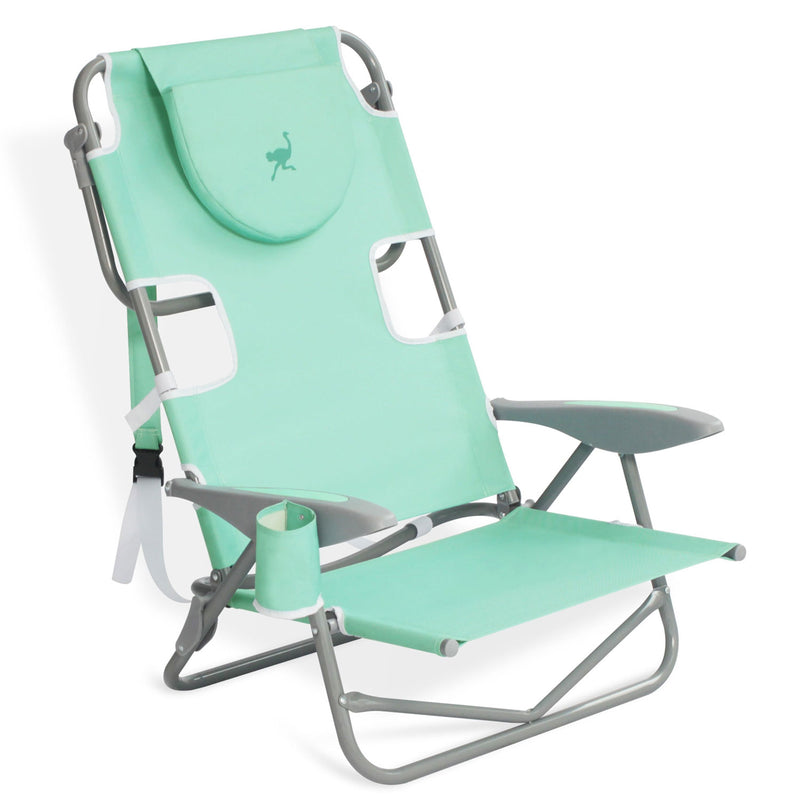 Ostrich On Your Back Folding Reclining Outdoor Camping Lawn Chair, Teal (4 Pack)