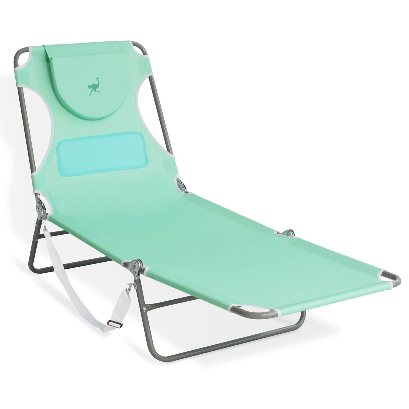 Ostrich Chaise Lounge Beach Chair with On Your Back Camping Lawn Chair, Teal - VMInnovations