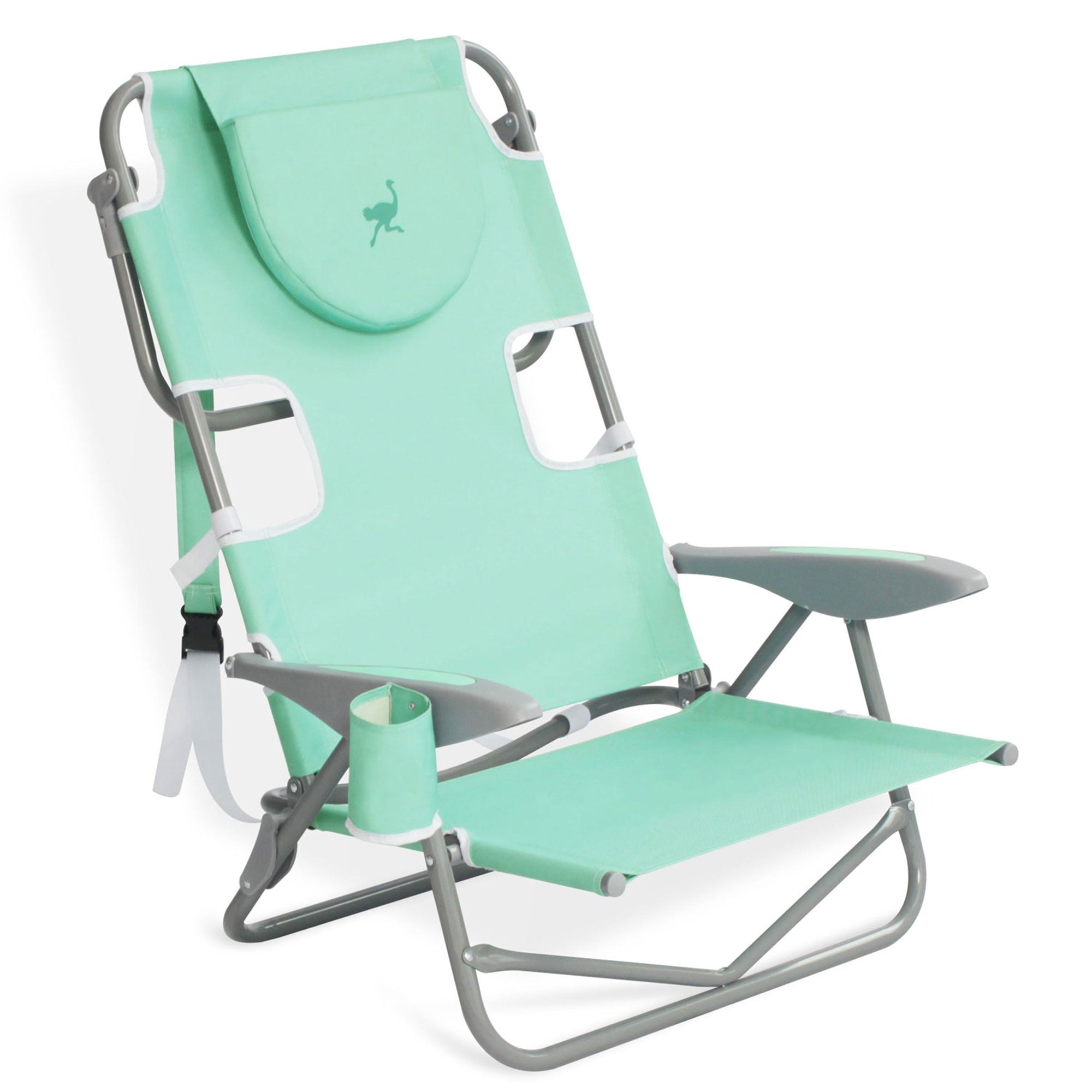 Ostrich Chaise Lounge Beach Chair with On Your Back Camping Lawn Chair, Teal - VMInnovations