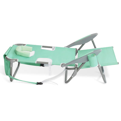 Ostrich Chaise Lounge Beach Chair with On Your Back Camping Lawn Chair, Teal - VMInnovations