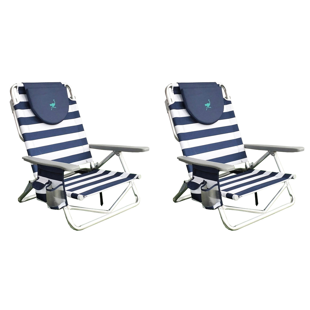 Ostrich On Your Back Sand Beach 6 Inch Off The Ground Lounge Chair (2 Pack)