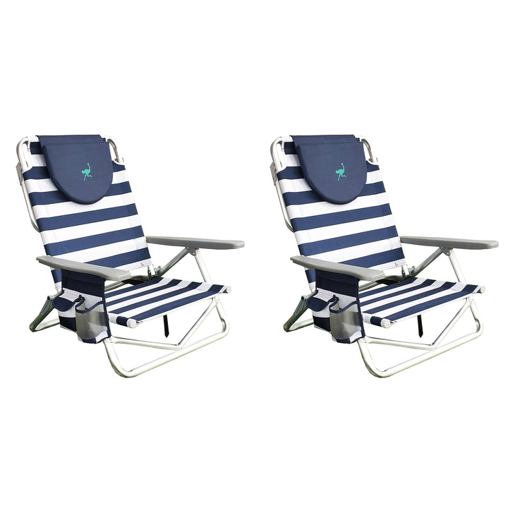 Ostrich On Your Back Sand Beach 6 Inch Off The Ground Lounge Chair (2 Pack)