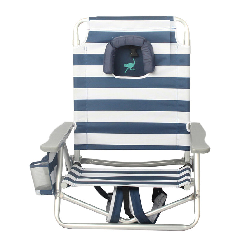 Ostrich On Your Back Sand Chair and On Your Back Sand Beach Chair, Striped Blue