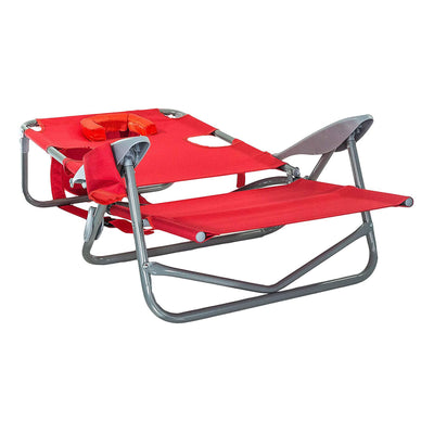 Ostrich On Your Back Folding Reclining Outdoor Camping Lawn Chair, Red (2 Pack) - VMInnovations