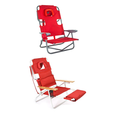 Ostrich On Your Back Lawn Recliner & Deluxe 3in1 Padded Seat Sports Chair, Red