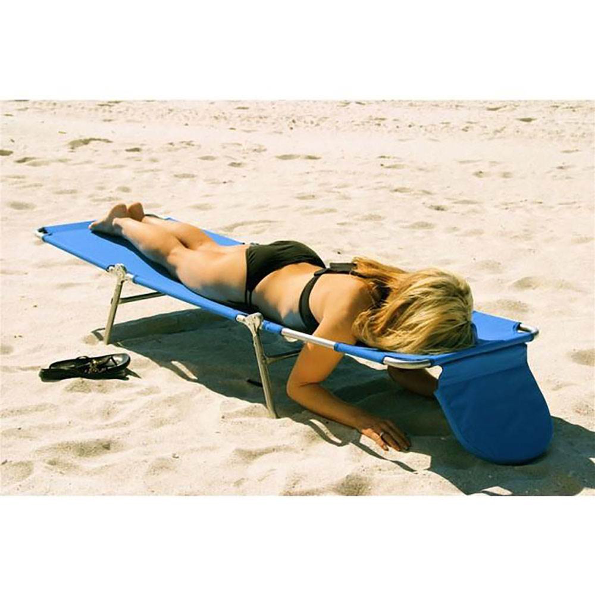 Ostrich Chaise Beach Lounger & Ladies Comfort On Your Back Beach Chair, Blue - VMInnovations