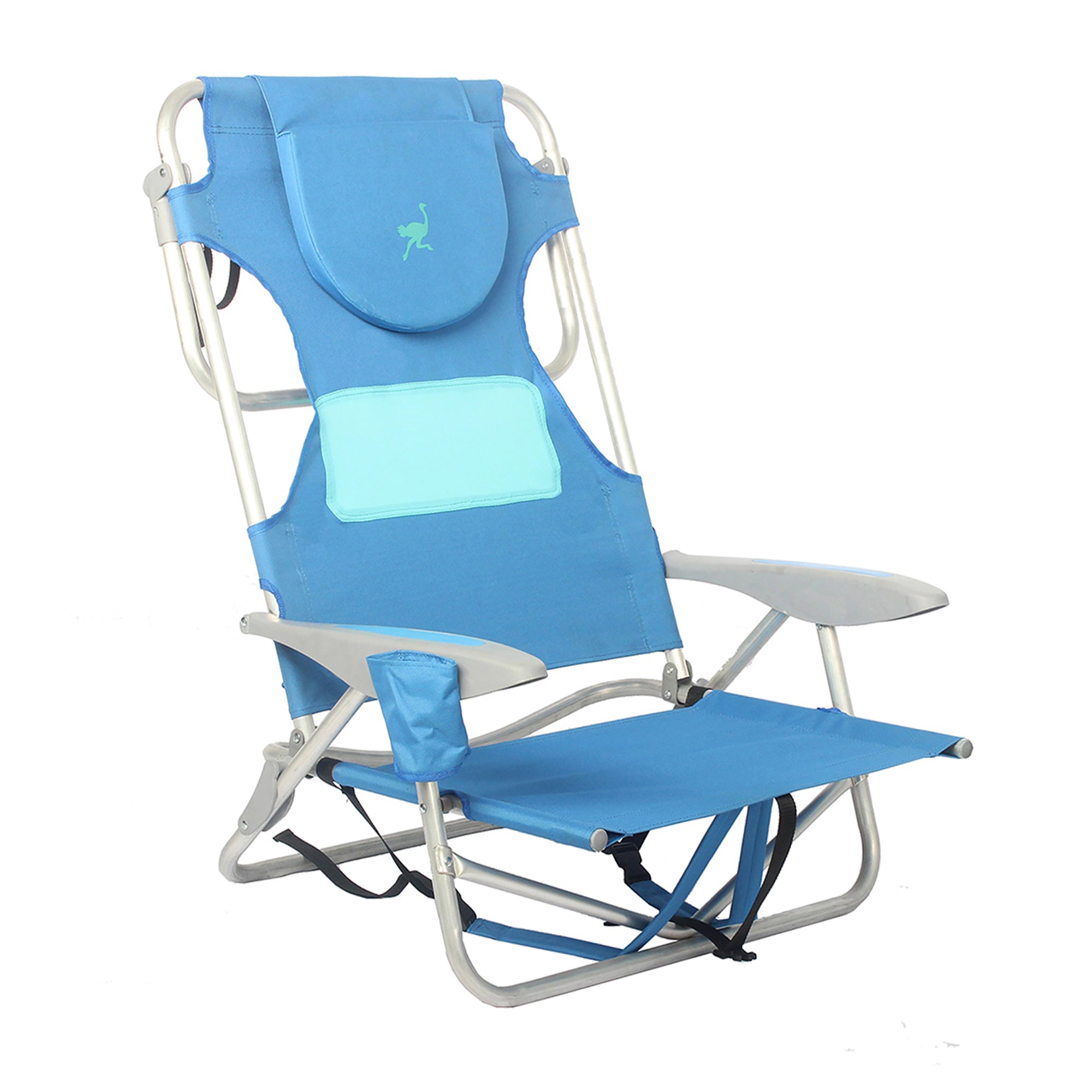 Ostrich Deluxe 3N1 Sports Seat & Ladies Comfort On Your Back Beach Chair, Blue