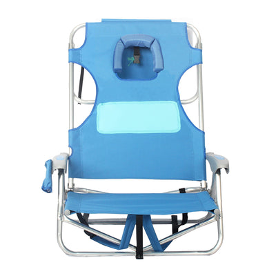 Ostrich Deluxe 3N1 Sports Seat & Ladies Comfort On Your Back Beach Chair, Blue