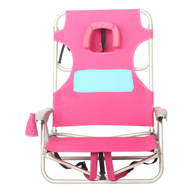 Ostrich 3 in 1 Reclining Chair and Ladies Comfort On-Your-Back Beach Chair, Pink