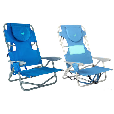 Ostrich On Your Back Lawn Chair & Ladies Comfort On Your Back Beach Chair, Blue
