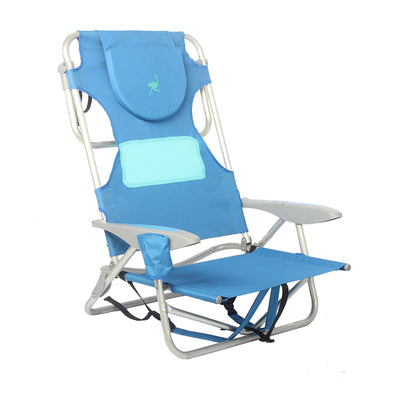 Ostrich On Your Back Lawn Chair & Ladies Comfort On Your Back Beach Chair, Blue