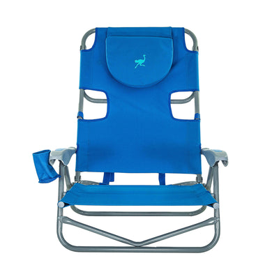 Ostrich On Your Back Lawn Chair & Ladies Comfort On Your Back Beach Chair, Blue