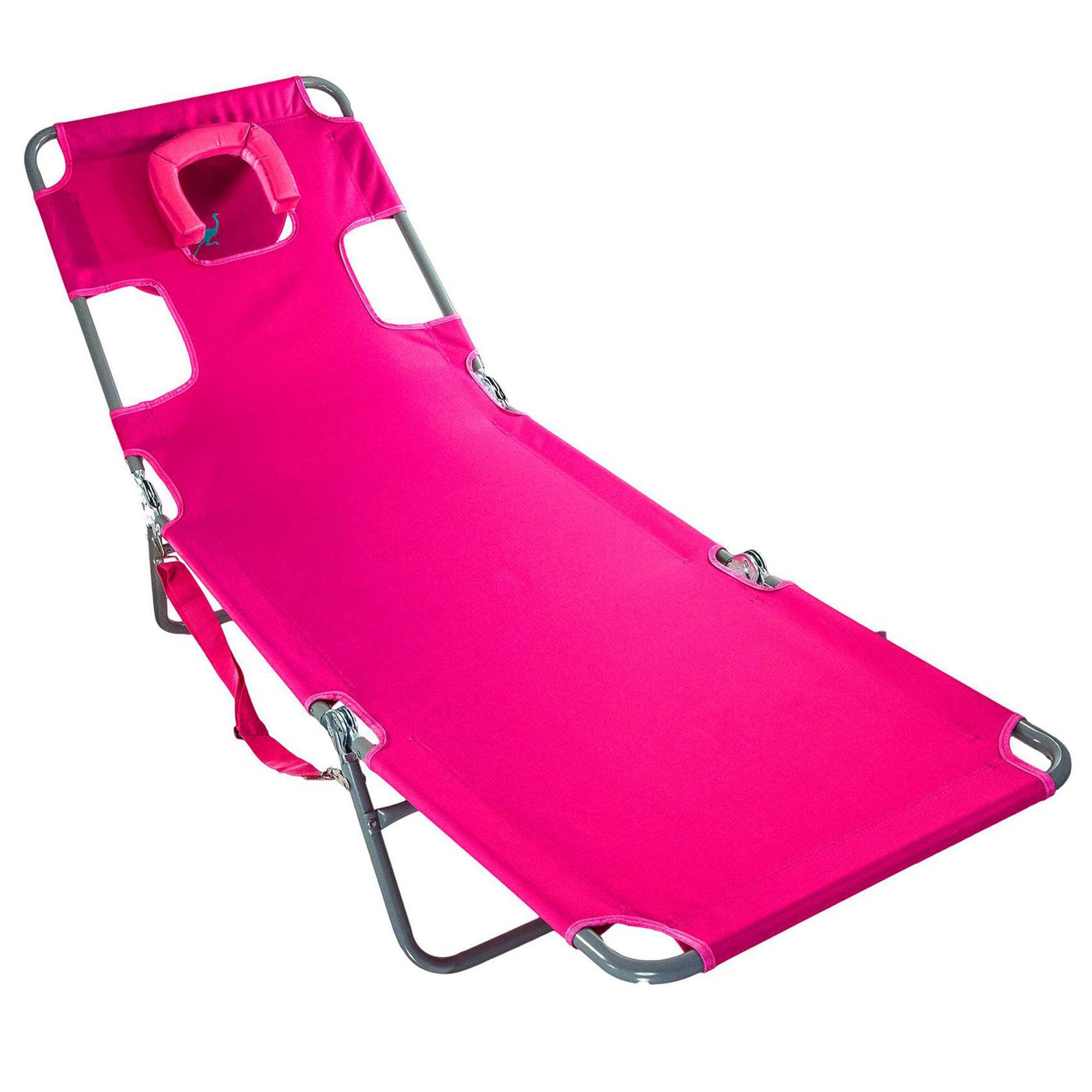 Ostrich Chaise Sunbathing Chair & Ladies Comfort On-Your-Back Beach Chair, Pink