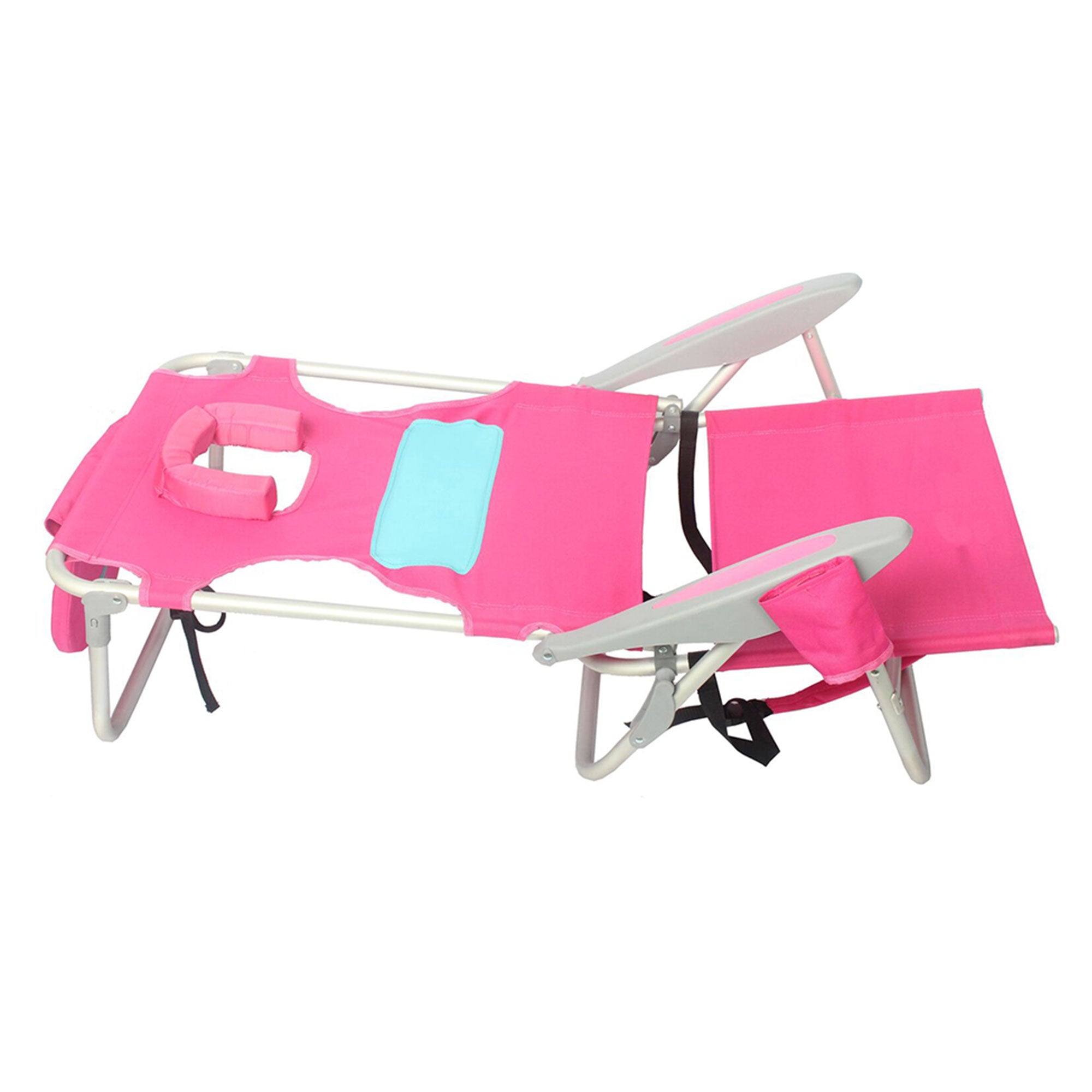 Ostrich Chaise Sunbathing Chair & Ladies Comfort On-Your-Back Beach Chair, Pink