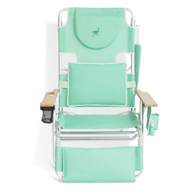 Ostrich Deluxe Padded 3-N-1 Outdoor Folding Reclining Beach Chair, Teal (2 Pack) - VMInnovations