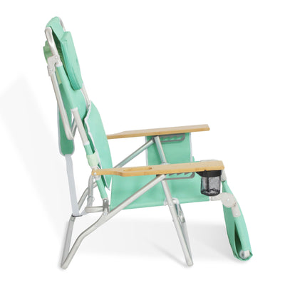 Ostrich Deluxe Padded 3-N-1 Outdoor Folding Reclining Beach Chair, Teal (2 Pack)