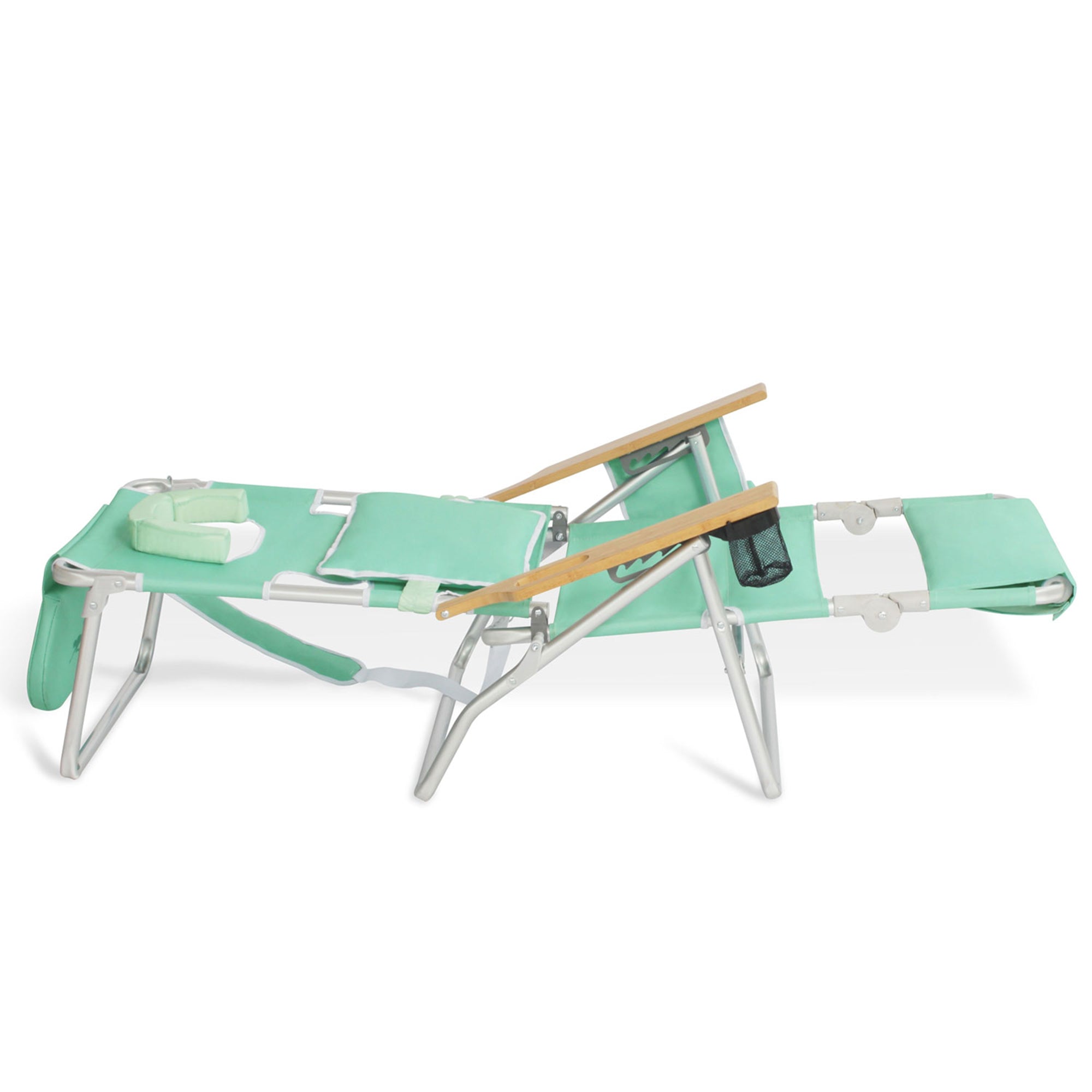 Ostrich Deluxe Padded 3-N-1 Outdoor Folding Reclining Beach Chair, Teal (2 Pack) - VMInnovations