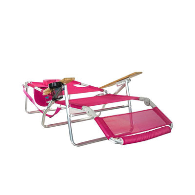 Ostrich Altitude 3N1 Recline Beach Chair and Chaise Beach Lounger Chair, Pink - VMInnovations