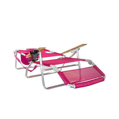 Ostrich Altitude 3N1 Recline Beach Chair and Chaise Beach Lounger Chair, Pink