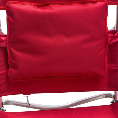 Ostrich Deluxe 3N1 Adjustable Padded Sports Chair with Footrest, Red (4 Pack)