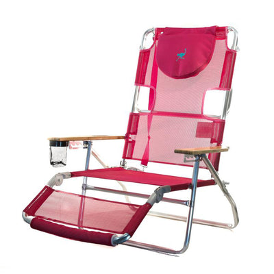 Ostrich Altitude 3 in 1 16 Inch Tall Lounge Reclining Beach Chair, Pink (2 Pack) - VMInnovations