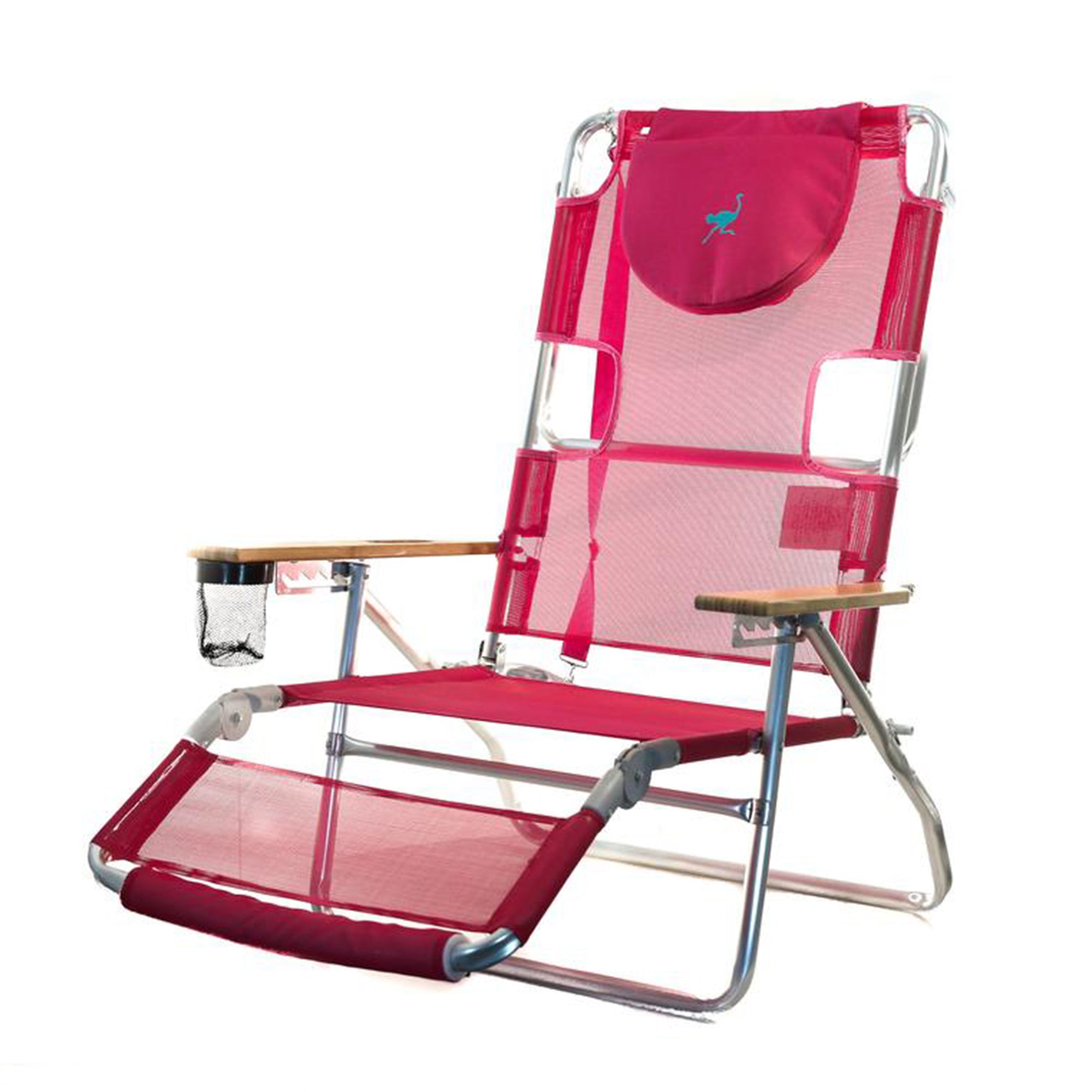 Ostrich Altitude 3 in 1 16-Inch Tall Lounge Reclining Beach Chair, Pink (3 Pack)
