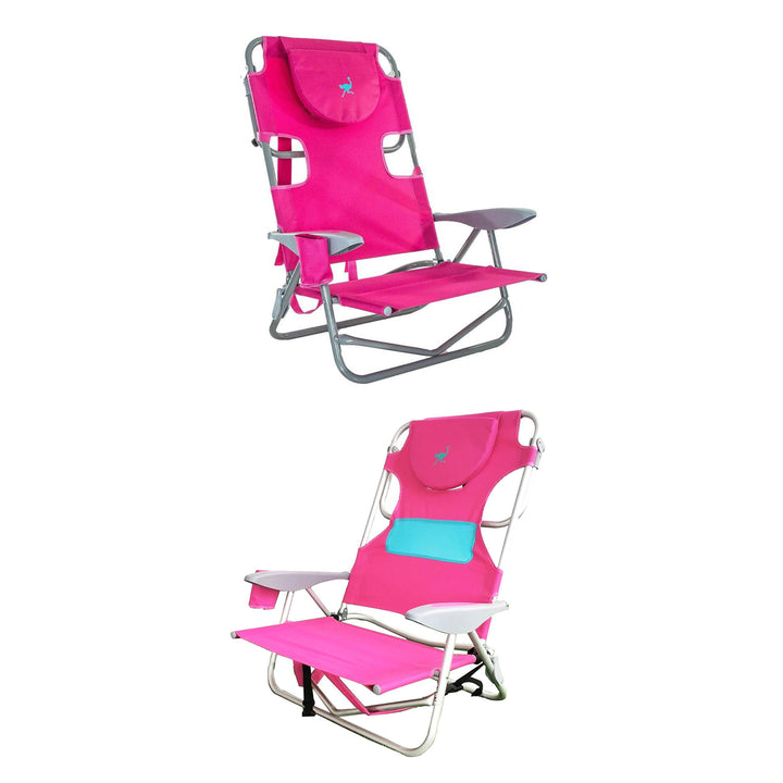 Ostrich On Your Back Beach Chair and Ladies Comfort On Your Back Chair, Pink