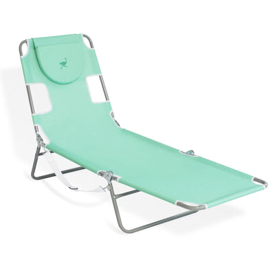 Ostrich Chaise Lounge Folding Sunbathing Recliner Beach Chair, Teal (3 Pack)