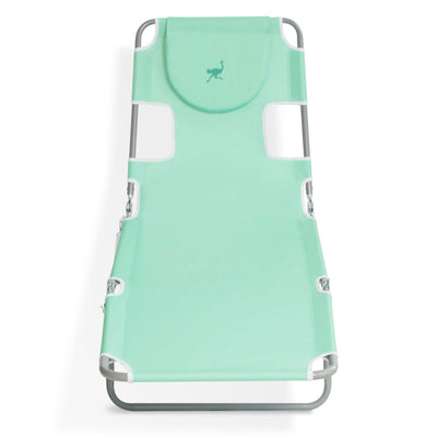 Ostrich Chaise Lounge Folding Sunbathing Recliner Beach Chair, Teal (4 Pack) - VMInnovations