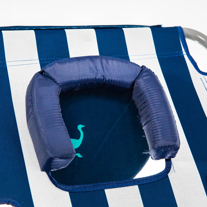 Ostrich Chaise Beach Chair & Backpack Chaise Poolside Lounge Chair, Navy Stripes