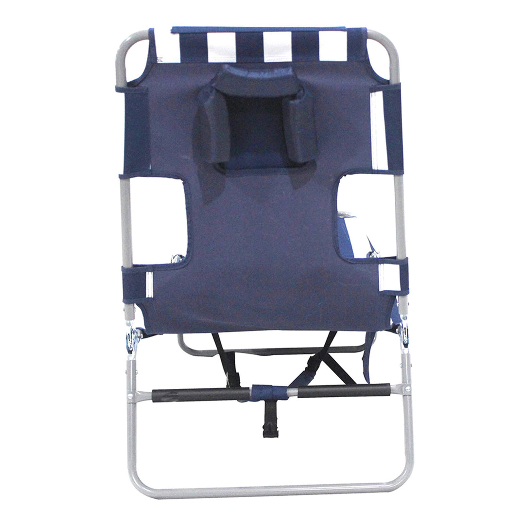 Ostrich Chaise Beach Chair & Backpack Chaise Poolside Lounge Chair, Navy Stripes