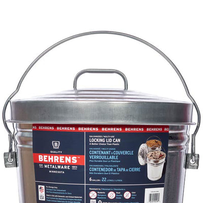 Behrens 6 Gallon Galvanized Steel Storage Can w/Locking Lid & Wire Handle (Used) - VMInnovations