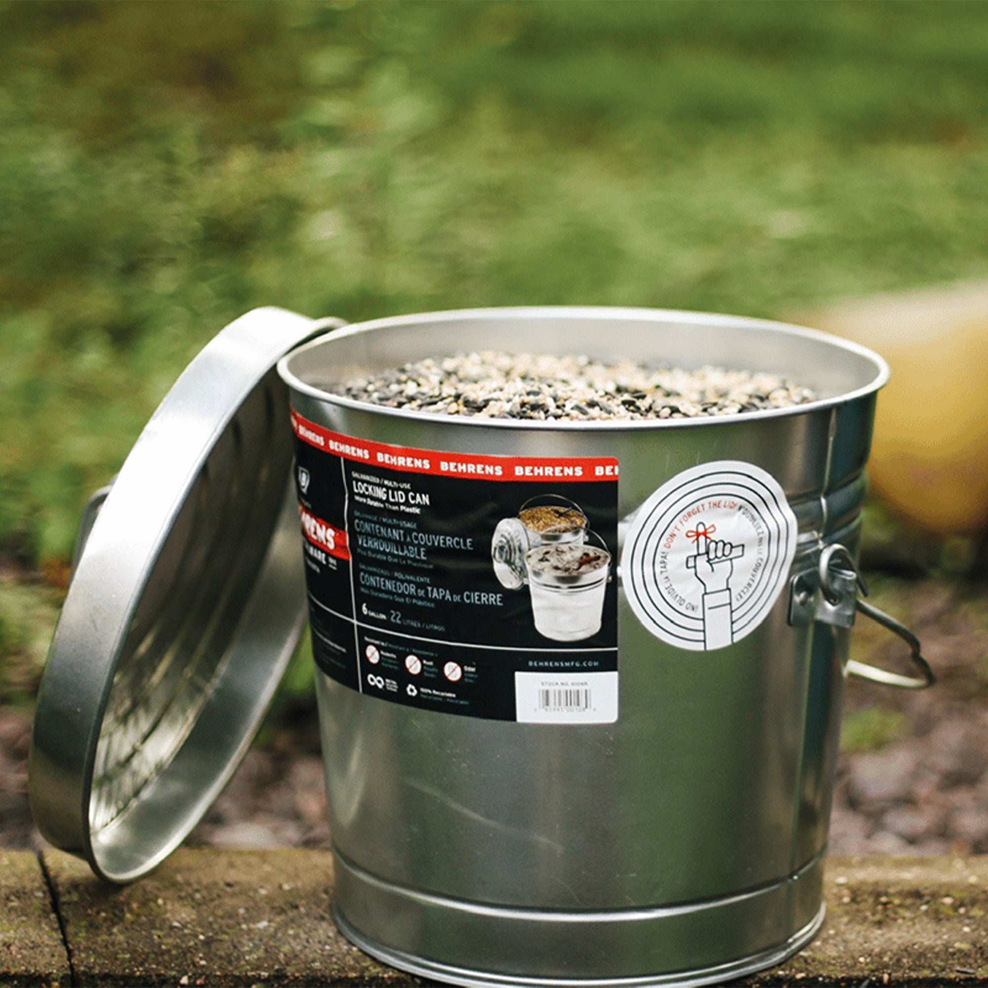 Behrens 6 Gallon Galvanized Steel Storage Can w/Locking Lid & Wire Handle (Used) - VMInnovations