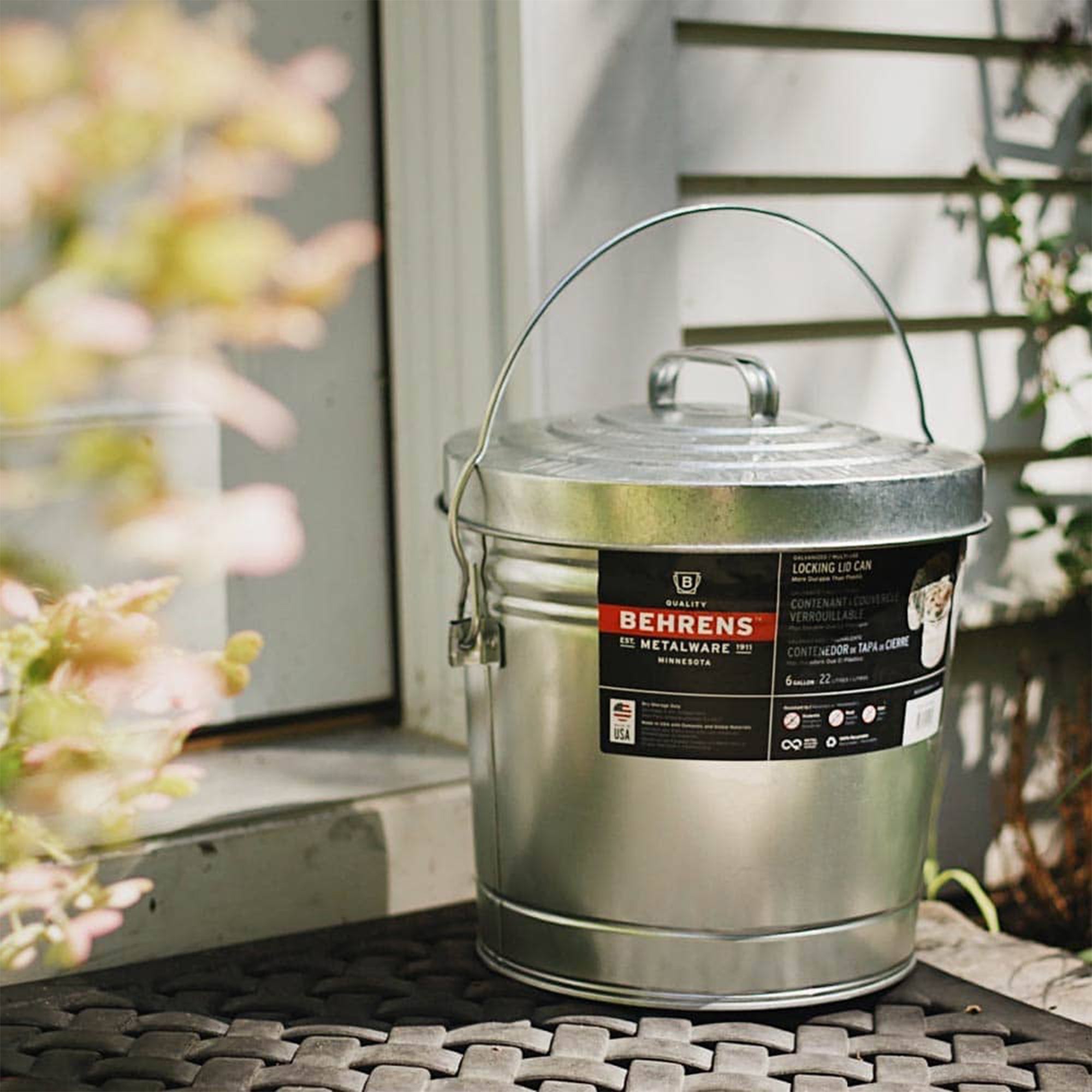 Behrens 6 Gallon Galvanized Steel Storage Can w/Locking Lid & Wire Handle (Used) - VMInnovations