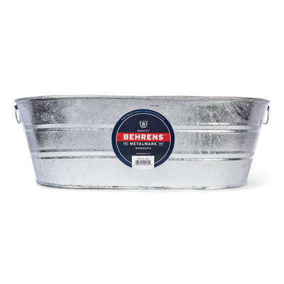 Behrens 16 Gallon Round Galvanized Weatherproof Steel Tub with Handles, Silver - VMInnovations