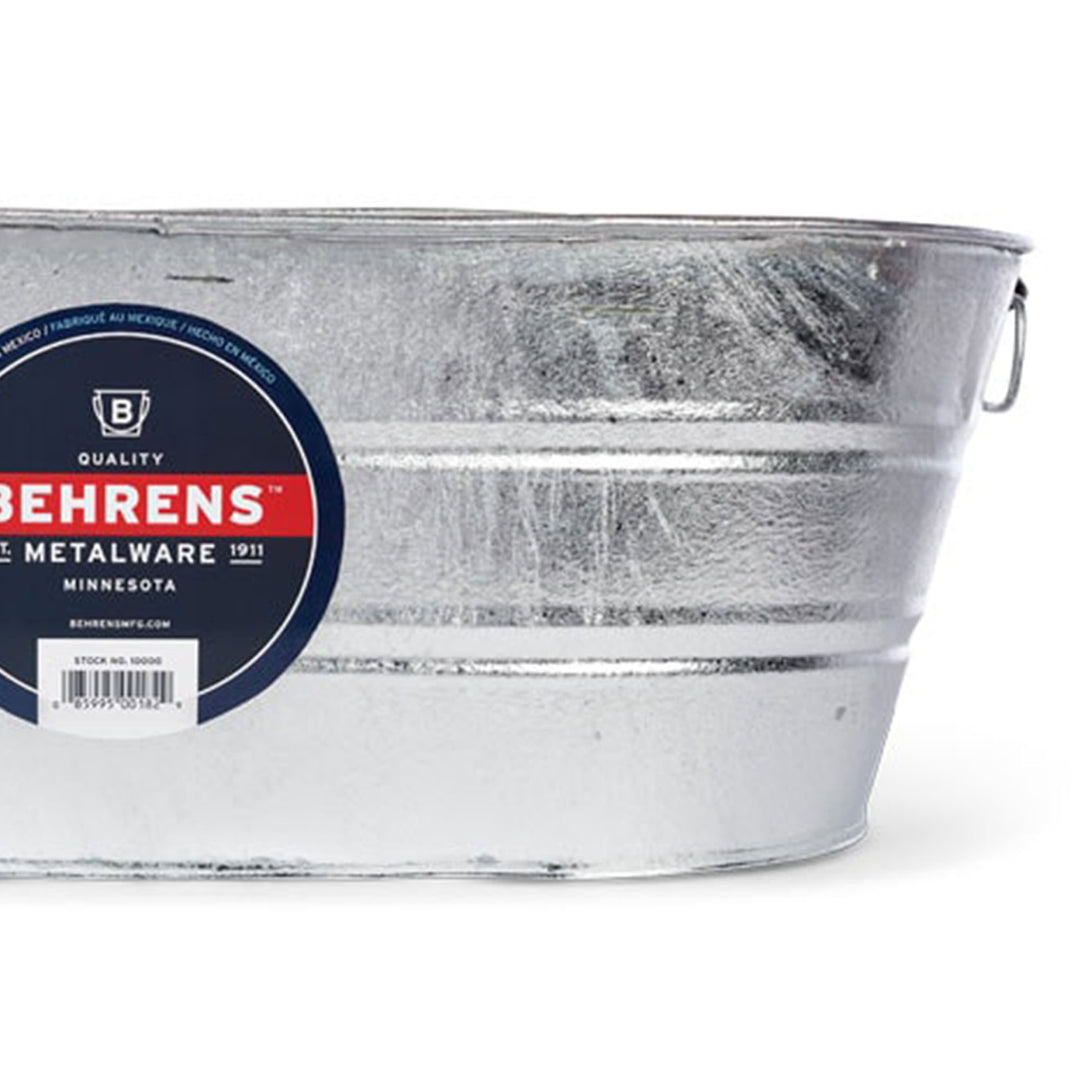 Behrens 16 Gal Round Galvanized Weatherproof Steel Tub w/Handles, Silver(Used)