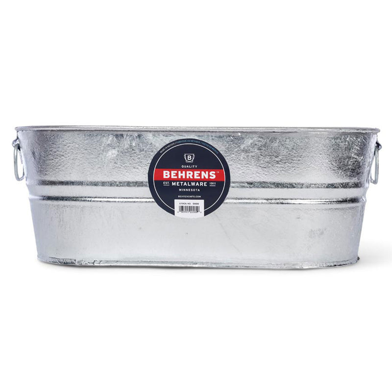 Behrens 5.5 Gallon Round Galvanized Weatherproof Steel Tub with Handles, Silver