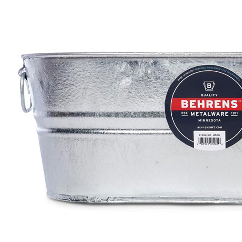 Behrens 5.5 Gallon Round Galvanized Weatherproof Steel Tub with Handles, Silver
