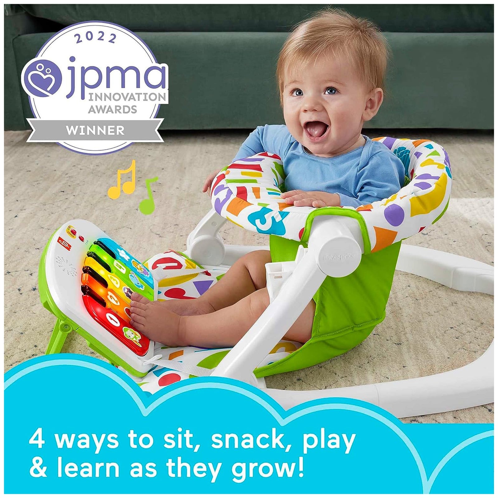 Fisher-Price Deluxe Sit Me Up Baby Activity Play Seat w/Piano Learning Toy(Used) - VMInnovations