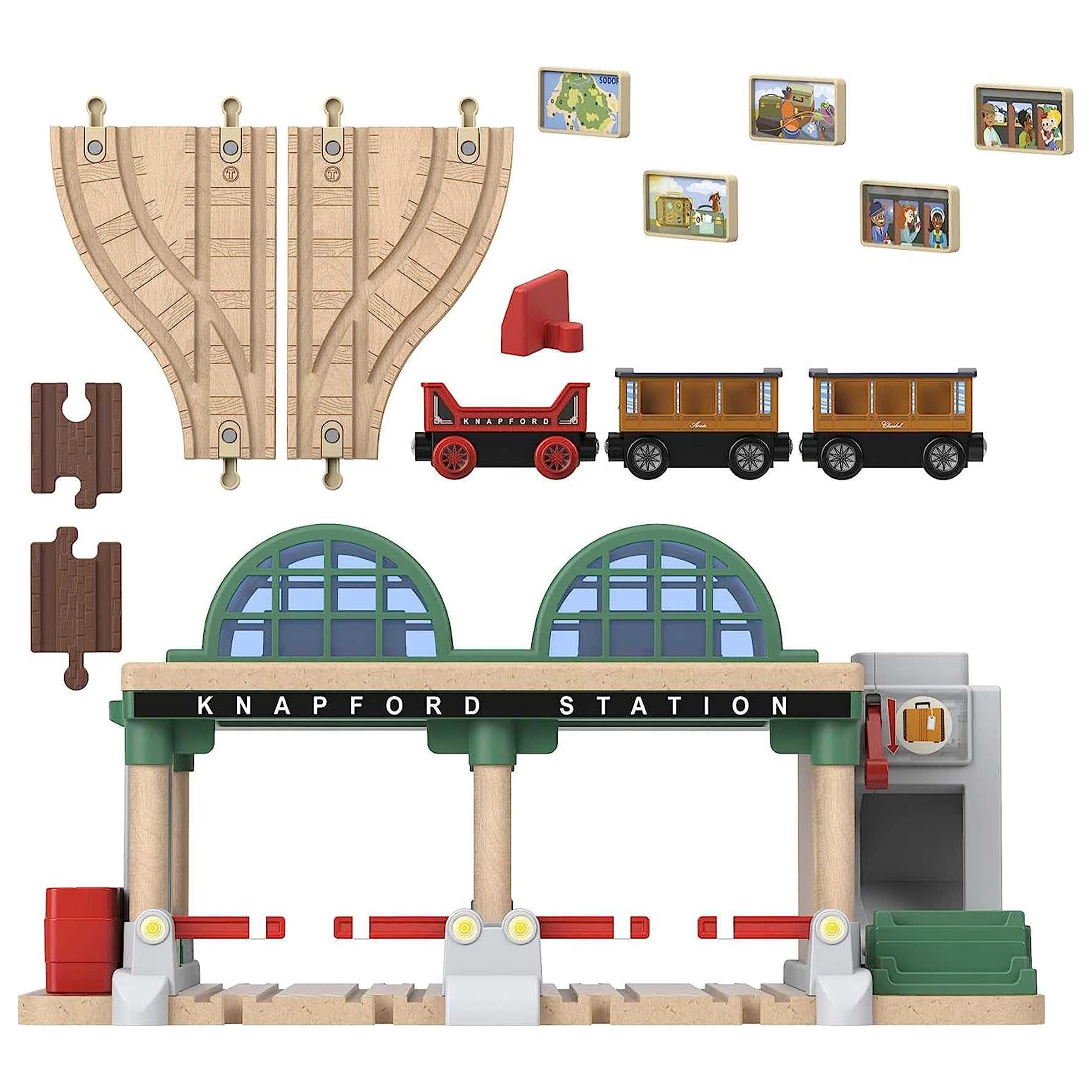 Thomas & Friends Toy Strain Set, Station Wood Railway Passenger Pickup(Open Box) - VMInnovations