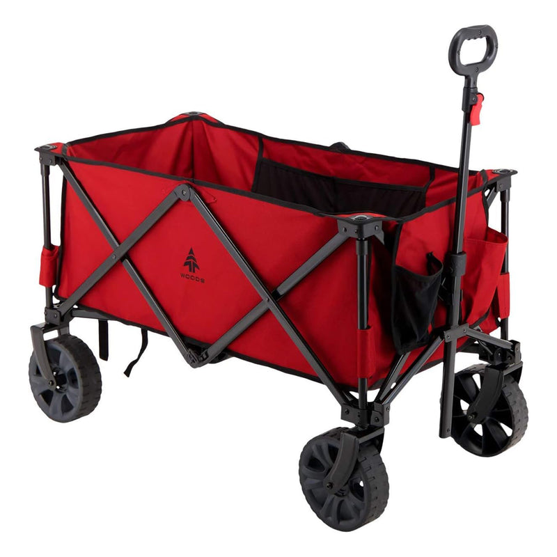 Woods Collapsible Garden Utility Wagon Cart, Supports Up to 225Lbs,Red(Open Box)
