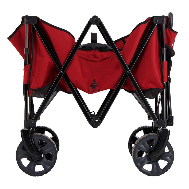 Woods Outdoor Collapsible Garden Utility Wagon Cart, Supports Up to 225 Lbs, Red